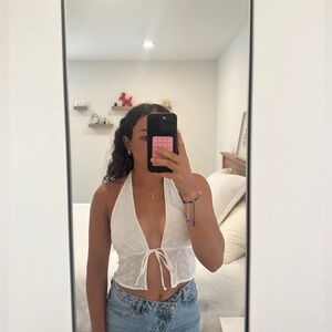 White floral halter top